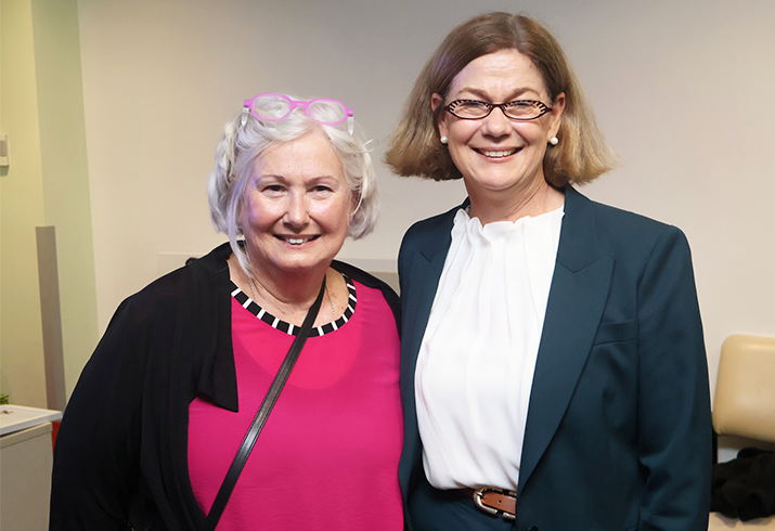 Two women posing for photo